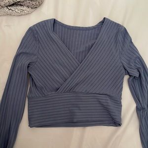 Blue Long Sleeve Detailed Top